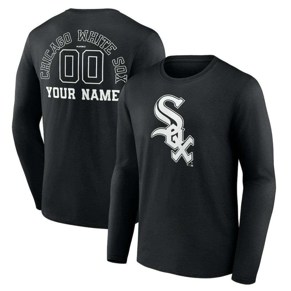 Chicago White Sox Monochrome Personalized Name & Number Long Sleeve T-Shirt Discount