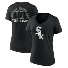 Chicago White Sox Women's Monochrome Personalized Name & Number V-Neck T-Shirt Sale