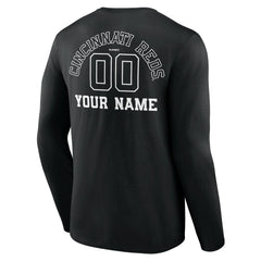 Cincinnati Reds Monochrome Personalized Name & Number Long Sleeve T-Shirt Online