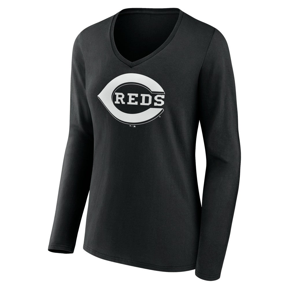 Cincinnati Reds Women's Monochrome Personalized Name & Number Long Sleeve V-Neck T-Shirt Near Me