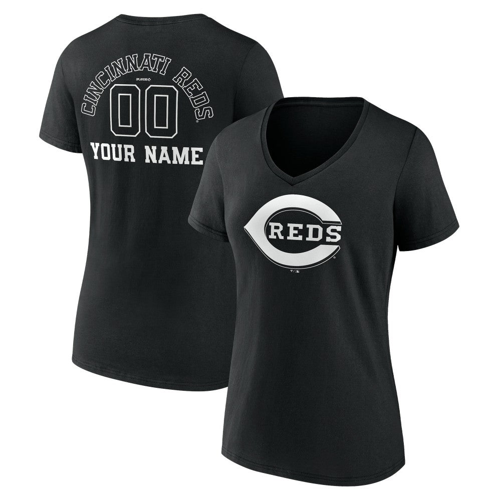 Cincinnati Reds Women's Monochrome Personalized Name & Number V-Neck T-Shirt Discount