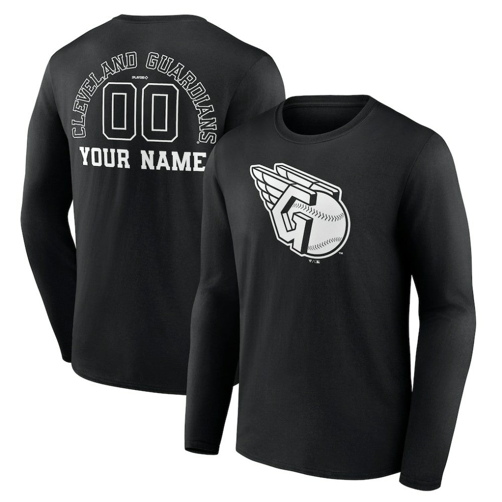 Cleveland Guardians Monochrome Personalized Name & Number Long Sleeve T-Shirt Discount