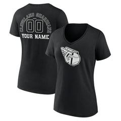 Cleveland Guardians Women's Monochrome Personalized Name & Number V-Neck T-Shirt Sale