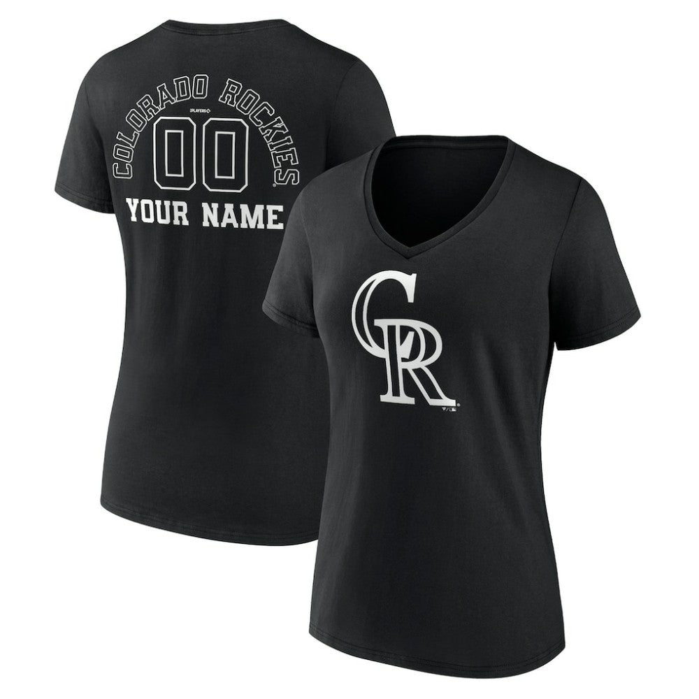 Colorado Rockies Women's Monochrome Personalized Name & Number V-Neck T-Shirt for sale