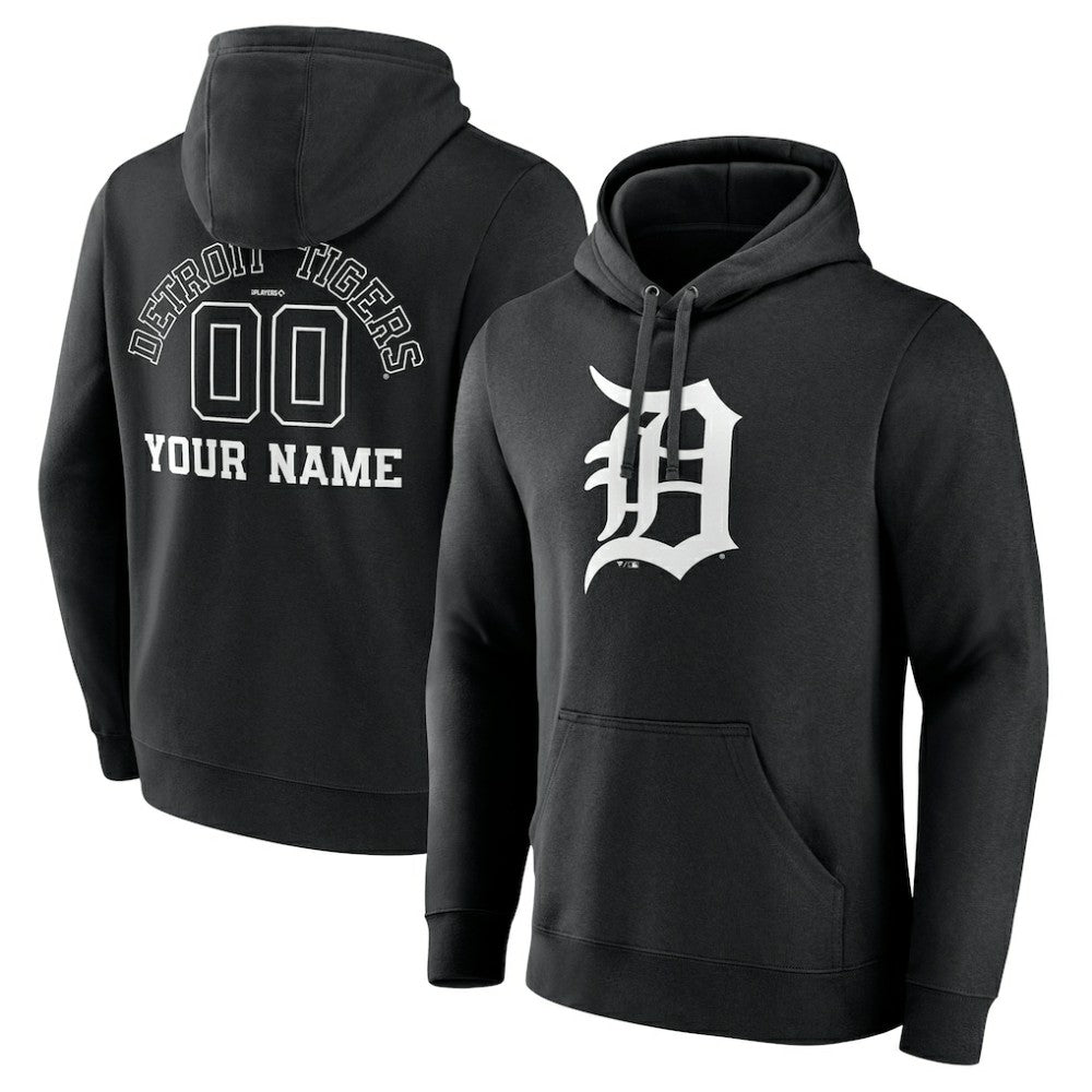 Detroit Tigers Monochrome Personalized Name & Number Pullover Hoodie Outlet