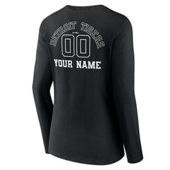 Detroit Tigers Women's Monochrome Personalized Name & Number Long Sleeve V-Neck T-Shirt Outlet