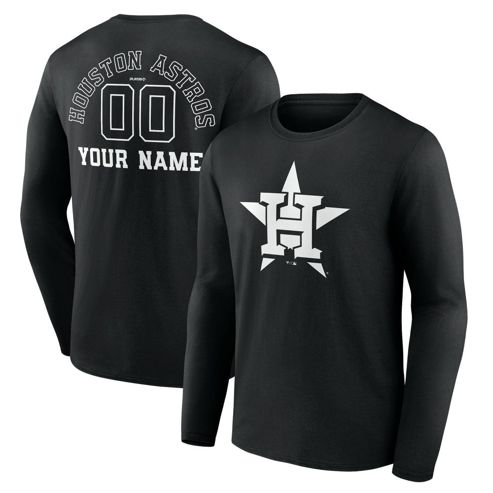 Houston Astros Monochrome Personalized Name & Number Long Sleeve T-Shirt Online