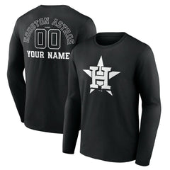 Houston Astros Monochrome Personalized Name & Number Long Sleeve T-Shirt Online