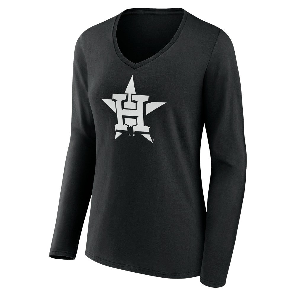 Houston Astros Women's Monochrome Personalized Name & Number Long Sleeve V-Neck T-Shirt Outlet