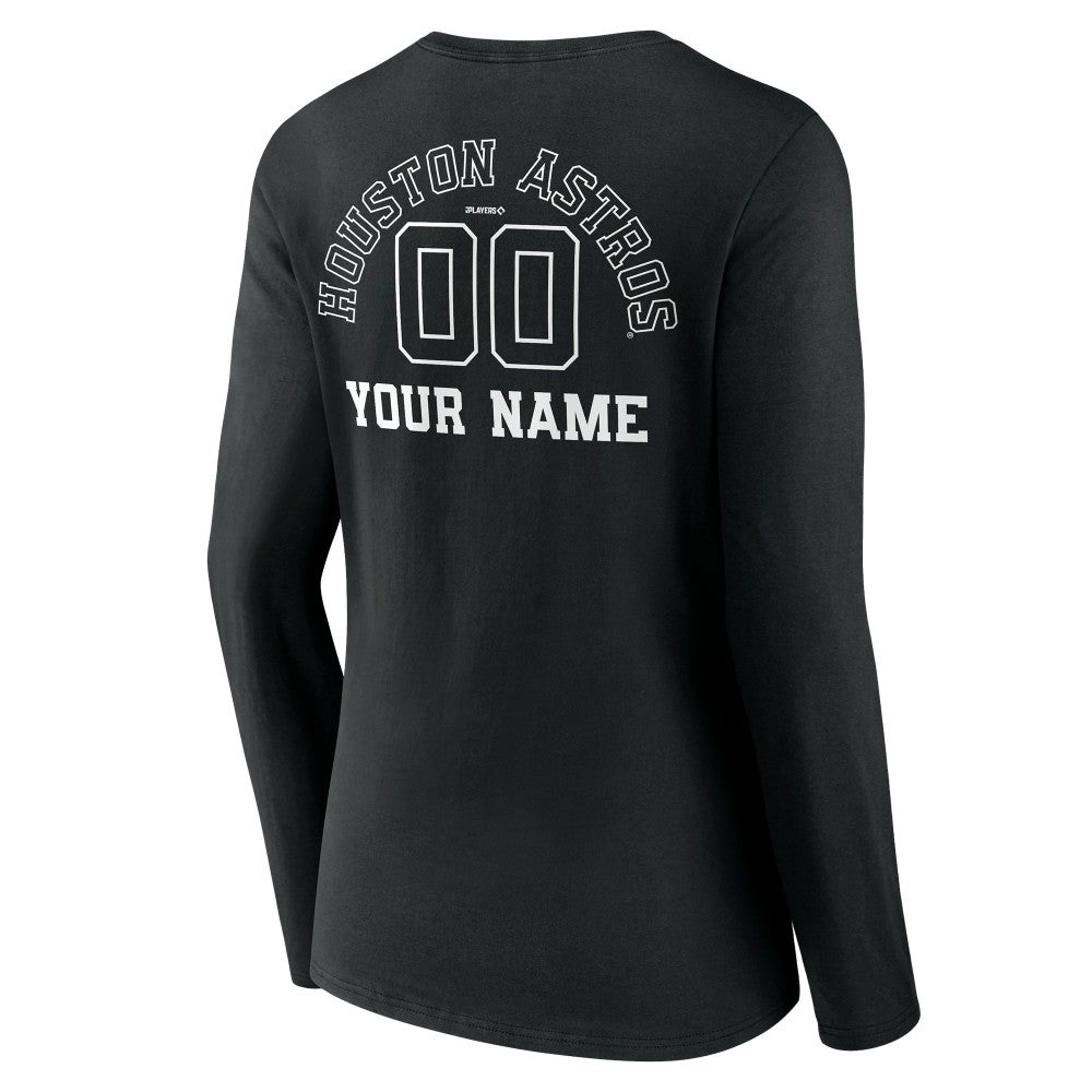 Houston Astros Women's Monochrome Personalized Name & Number Long Sleeve V-Neck T-Shirt Outlet