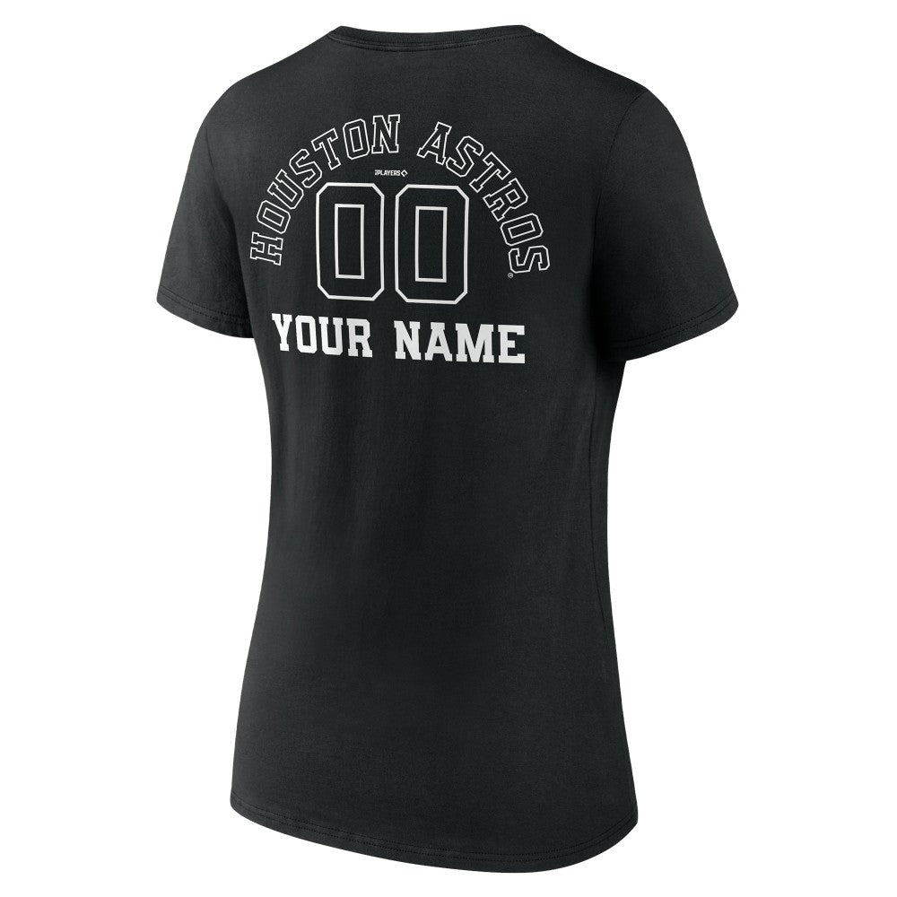 Houston Astros Women's Monochrome Personalized Name & Number V-Neck T-Shirt Outlet
