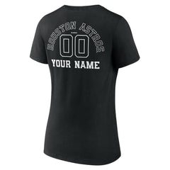 Houston Astros Women's Monochrome Personalized Name & Number V-Neck T-Shirt Outlet