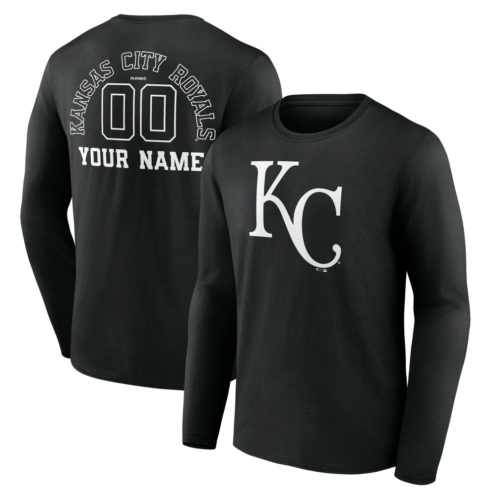 Kansas City Royals Monochrome Personalized Name & Number Long Sleeve T-Shirt for sale