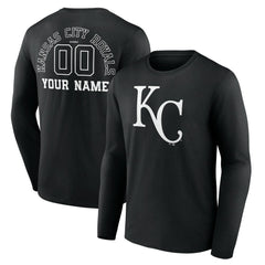Kansas City Royals Monochrome Personalized Name & Number Long Sleeve T-Shirt for sale