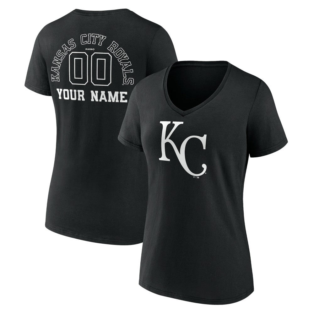 Kansas City Royals Women's Monochrome Personalized Name & Number V-Neck T-Shirt Discount