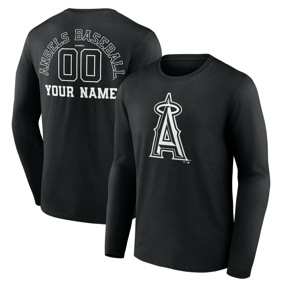 Los Angeles Angels Monochrome Personalized Name & Number Long Sleeve T-Shirt Sale