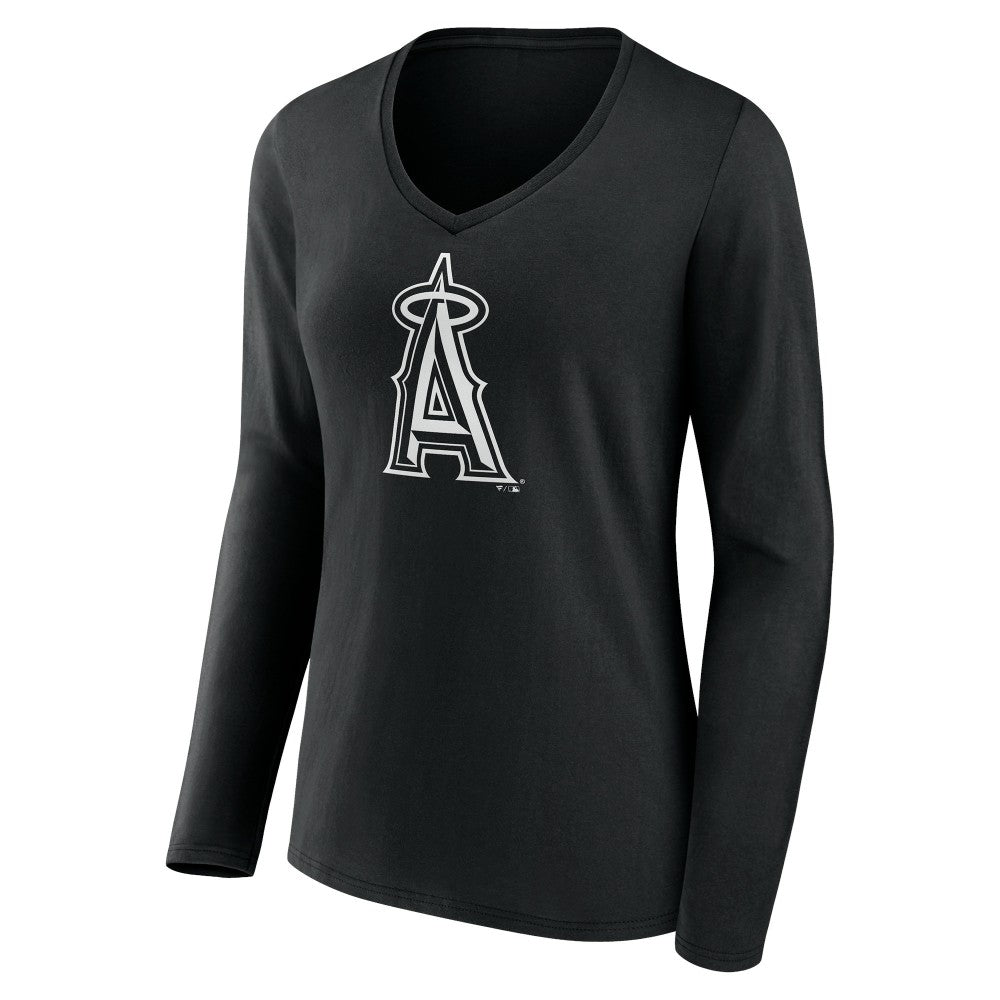 Los Angeles Angels Women's Monochrome Personalized Name & Number Long Sleeve V-Neck T-Shirt for sale