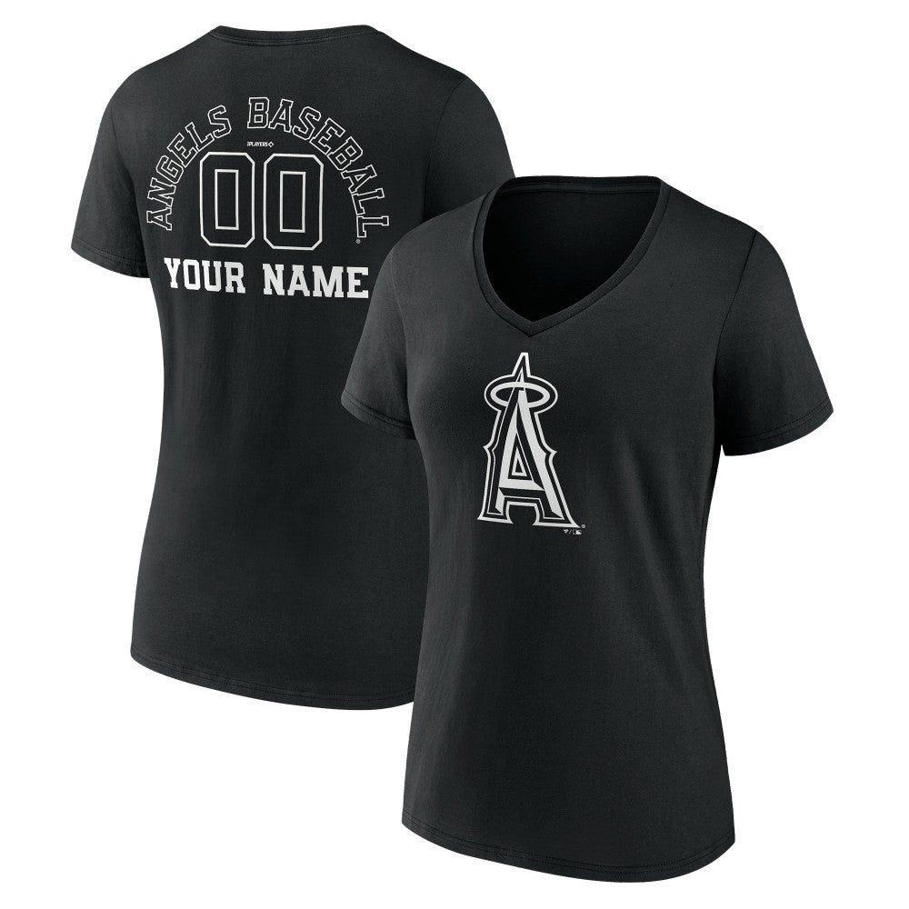 Los Angeles Angels Women's Monochrome Personalized Name & Number V-Neck T-Shirt Near Me