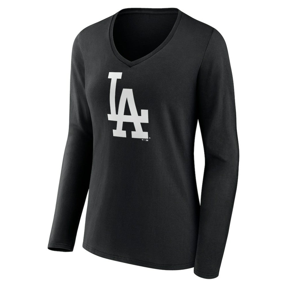 Los Angeles Dodgers Women's Monochrome Personalized Name & Number Long Sleeve V-Neck T-Shirt Near Me