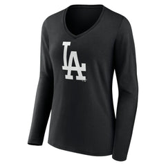 Los Angeles Dodgers Women's Monochrome Personalized Name & Number Long Sleeve V-Neck T-Shirt Near Me