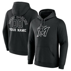 Miami Marlins Monochrome Personalized Name & Number Pullover Hoodie Discount