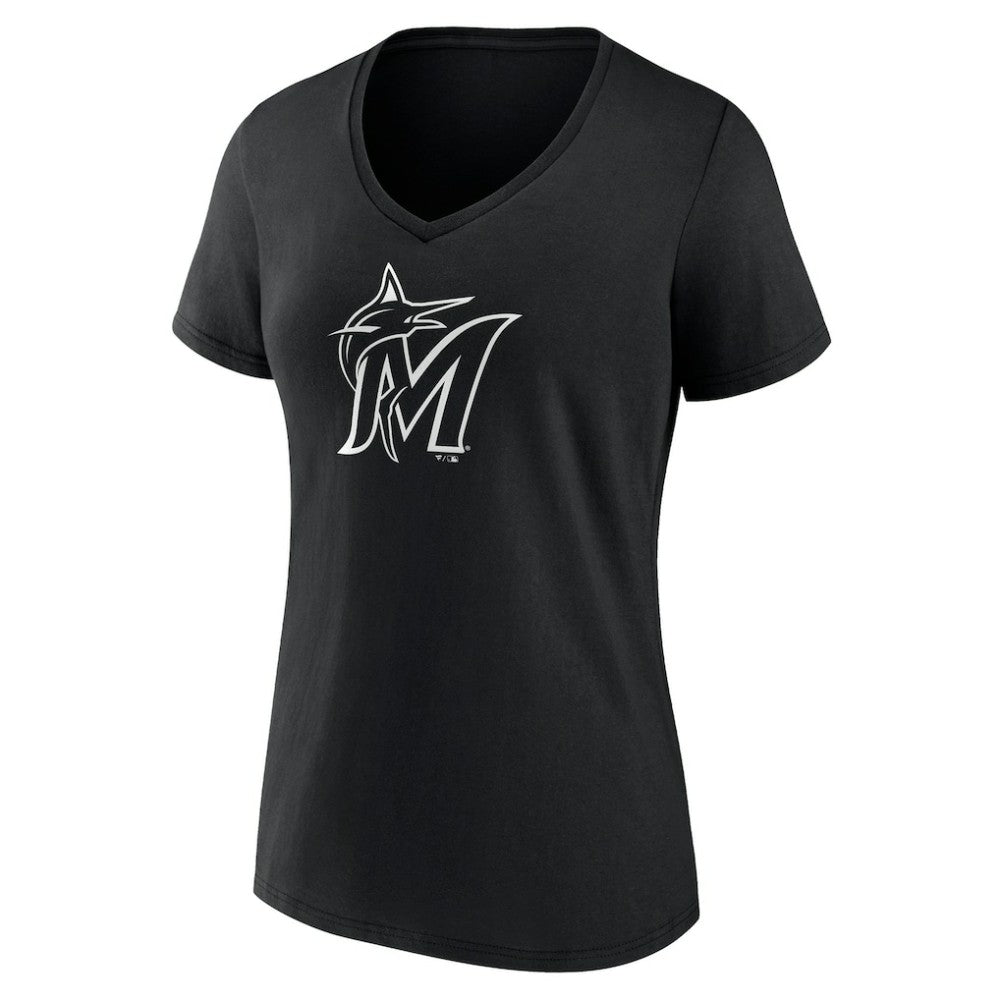 Miami Marlins Women's Monochrome Personalized Name & Number V-Neck T-Shirt Discount
