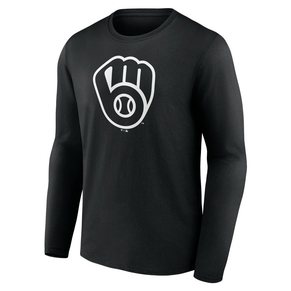 Milwaukee Brewers Monochrome Personalized Name & Number Long Sleeve T-Shirt Sale