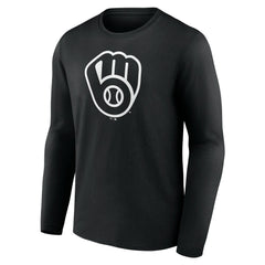 Milwaukee Brewers Monochrome Personalized Name & Number Long Sleeve T-Shirt Sale