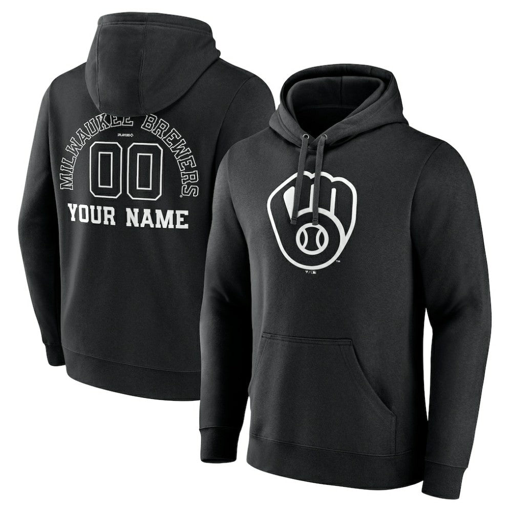 Milwaukee Brewers Monochrome Personalized Name & Number Pullover Hoodie Discount