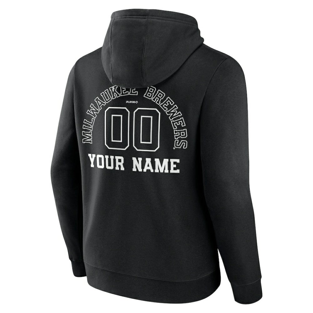 Milwaukee Brewers Monochrome Personalized Name & Number Pullover Hoodie Discount