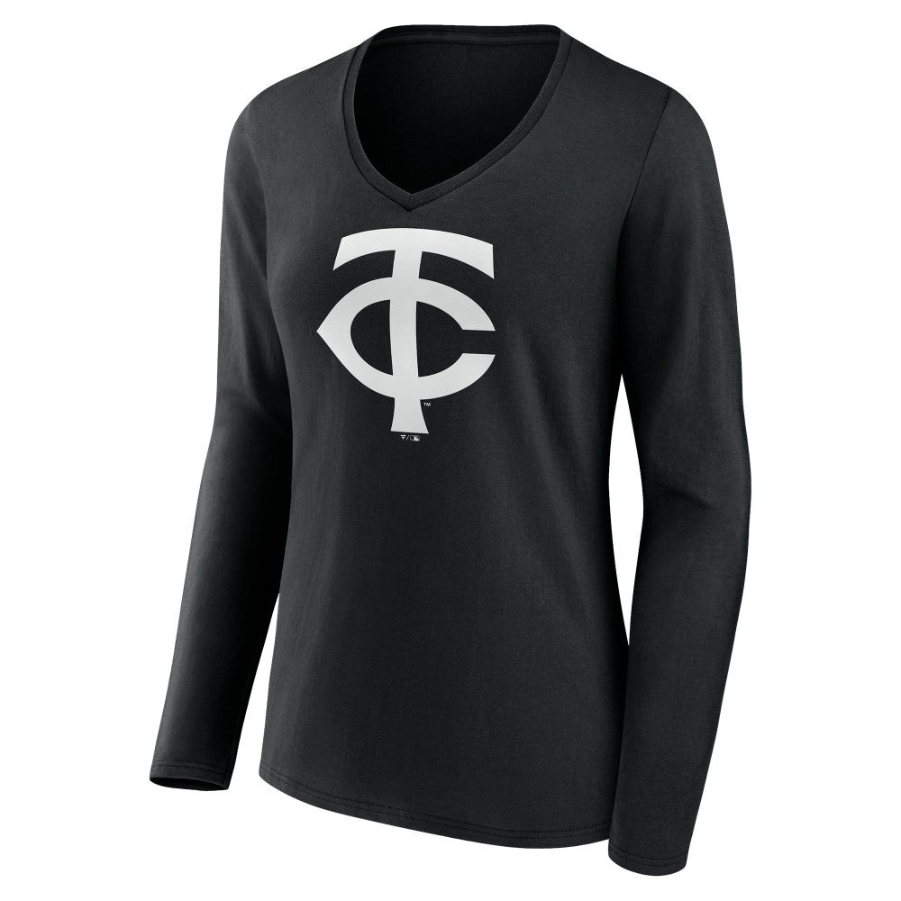 Minnesota Twins Women's Monochrome Personalized Name & Number Long Sleeve V-Neck T-Shirt Near Me