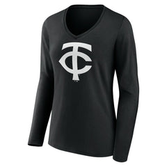 Minnesota Twins Women's Monochrome Personalized Name & Number Long Sleeve V-Neck T-Shirt Near Me