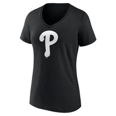 Philadelphia Phillies Women's Monochrome Personalized Name & Number V-Neck T-Shirt for sale
