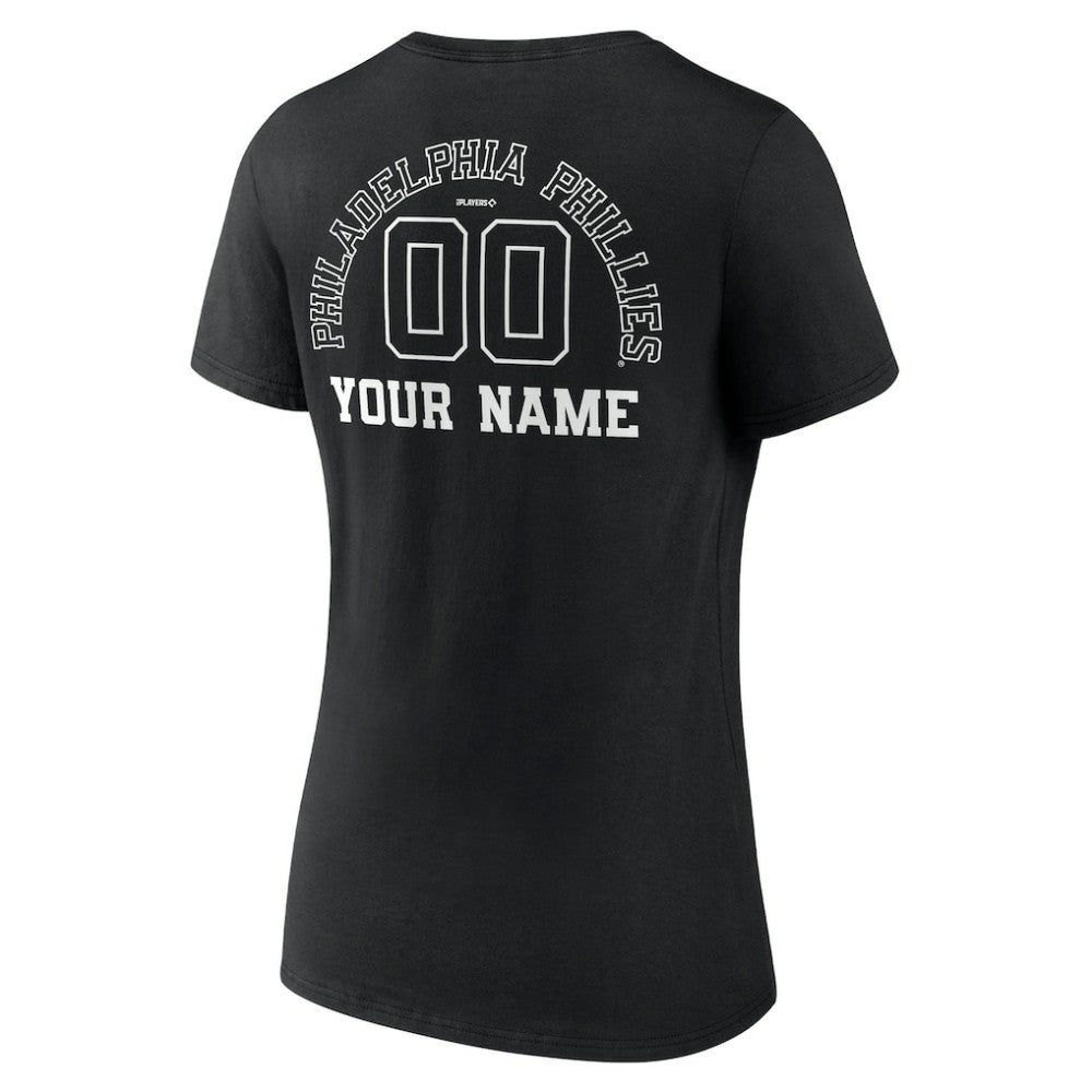 Philadelphia Phillies Women's Monochrome Personalized Name & Number V-Neck T-Shirt for sale