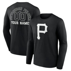 Pittsburgh Pirates Monochrome Personalized Name & Number Long Sleeve T-Shirt Sale