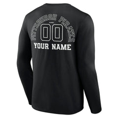 Pittsburgh Pirates Monochrome Personalized Name & Number Long Sleeve T-Shirt Sale