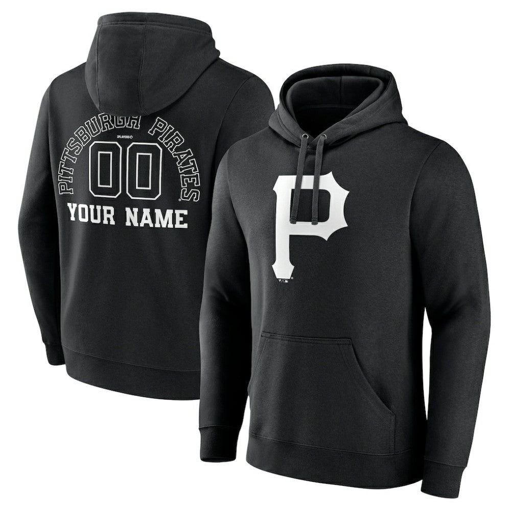 Pittsburgh Pirates Monochrome Personalized Name & Number Pullover Hoodie Outlet