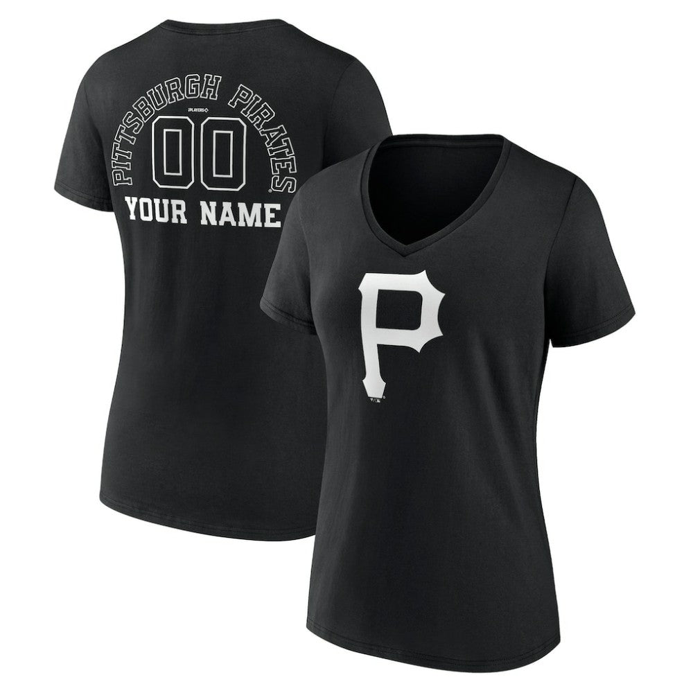 Pittsburgh Pirates Women's Monochrome Personalized Name & Number V-Neck T-Shirt Online