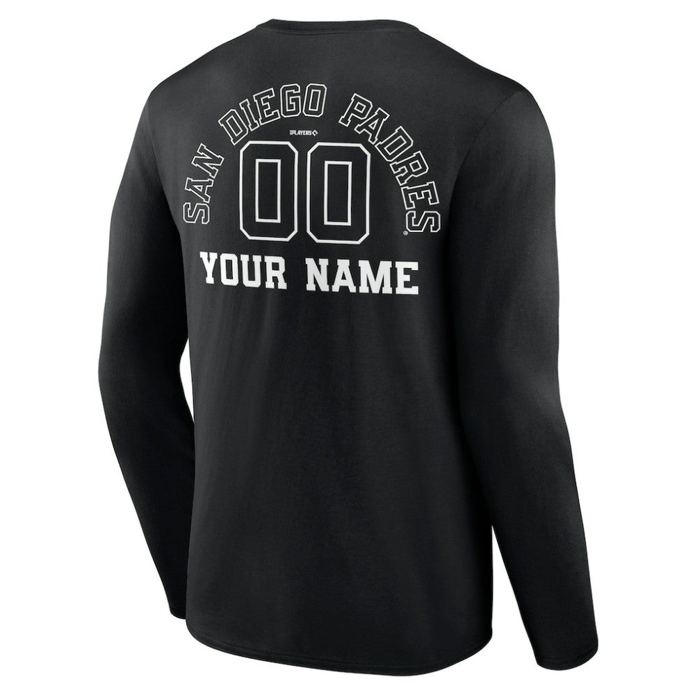 San Diego Padres Monochrome Personalized Name & Number Long Sleeve T-Shirt Outlet