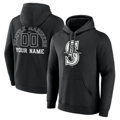 Seattle Mariners Monochrome Personalized Name & Number Pullover Hoodie Sale