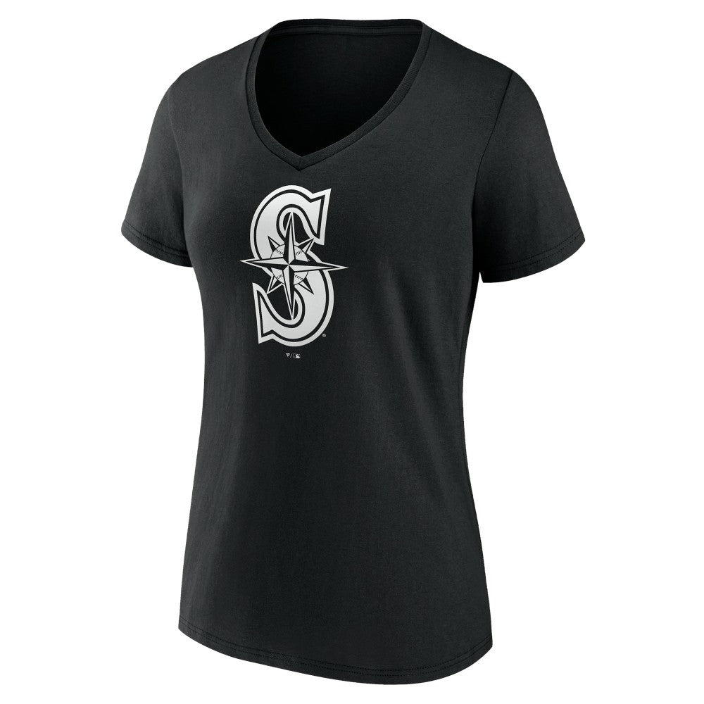 Seattle Mariners Women's Monochrome Personalized Name & Number V-Neck T-Shirt Outlet