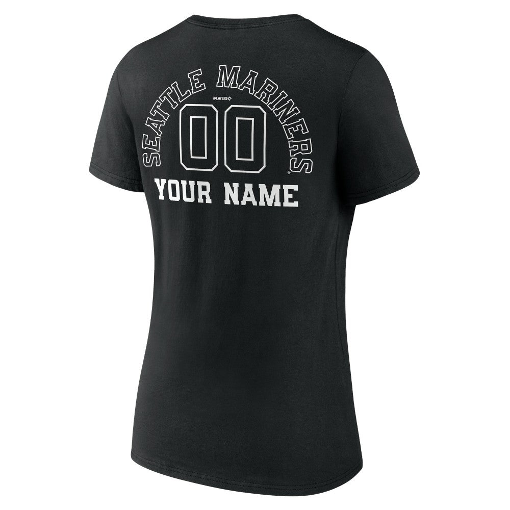 Seattle Mariners Women's Monochrome Personalized Name & Number V-Neck T-Shirt Outlet