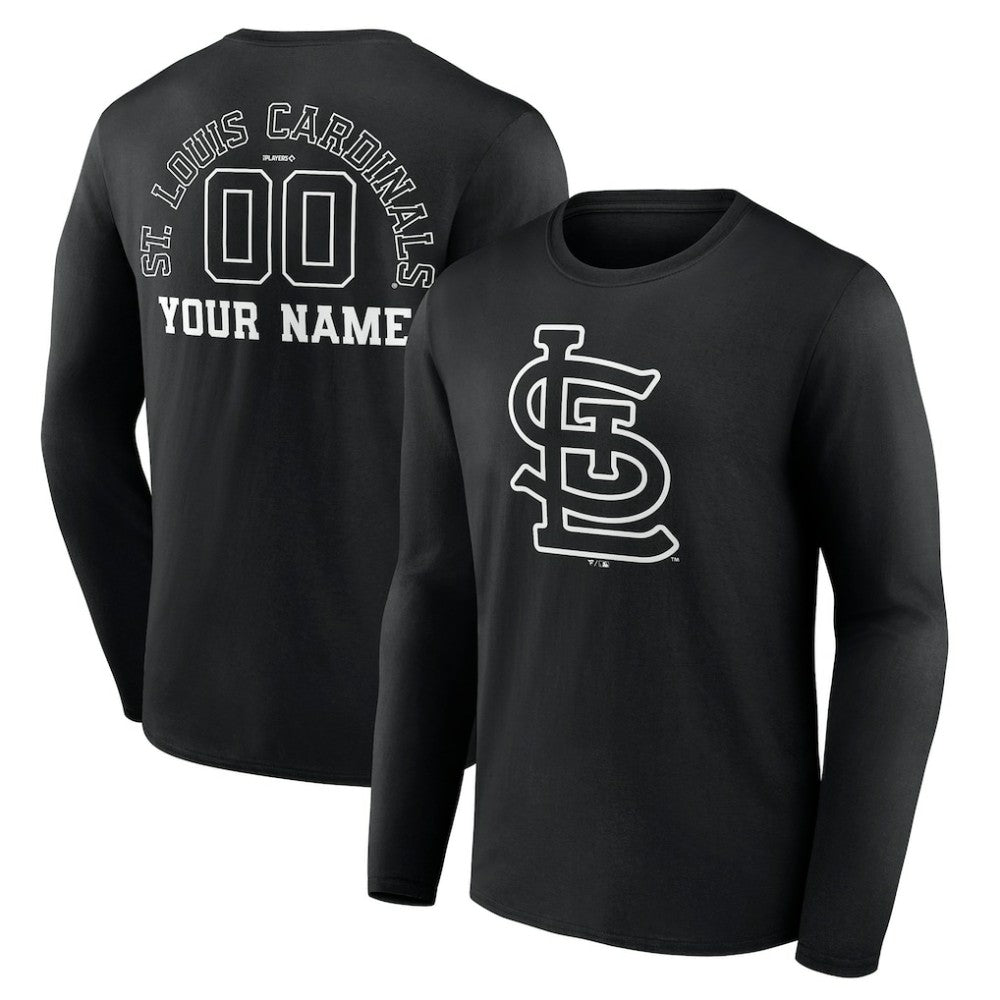 St. Louis Cardinals Monochrome Personalized Name & Number Long Sleeve T-Shirt Sale