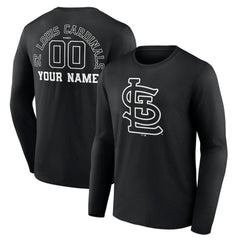 St. Louis Cardinals Monochrome Personalized Name & Number Long Sleeve T-Shirt Sale