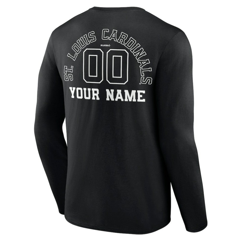 St. Louis Cardinals Monochrome Personalized Name & Number Long Sleeve T-Shirt Sale