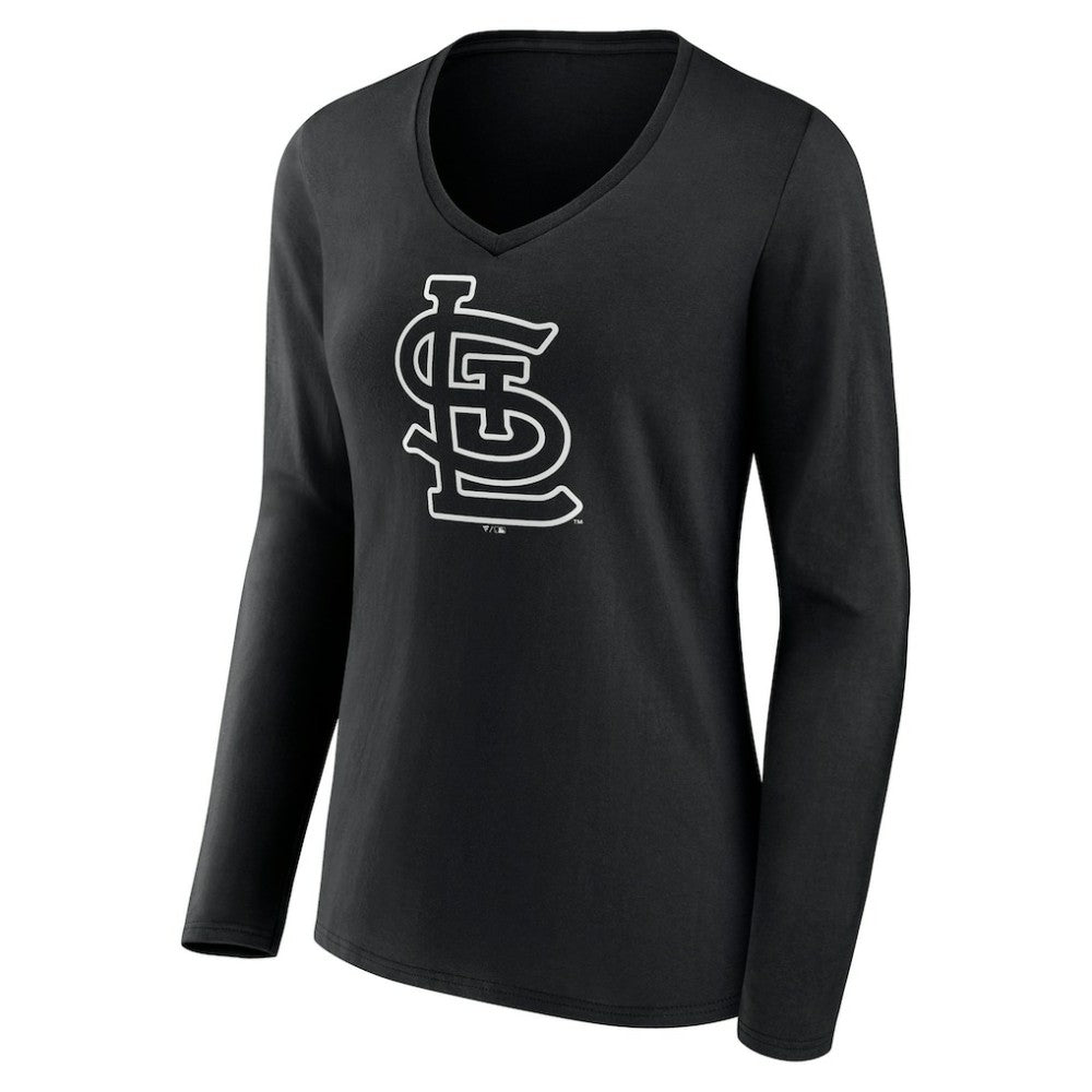 St. Louis Cardinals Women's Monochrome Personalized Name & Number Long Sleeve V-Neck T-Shirt Near Me
