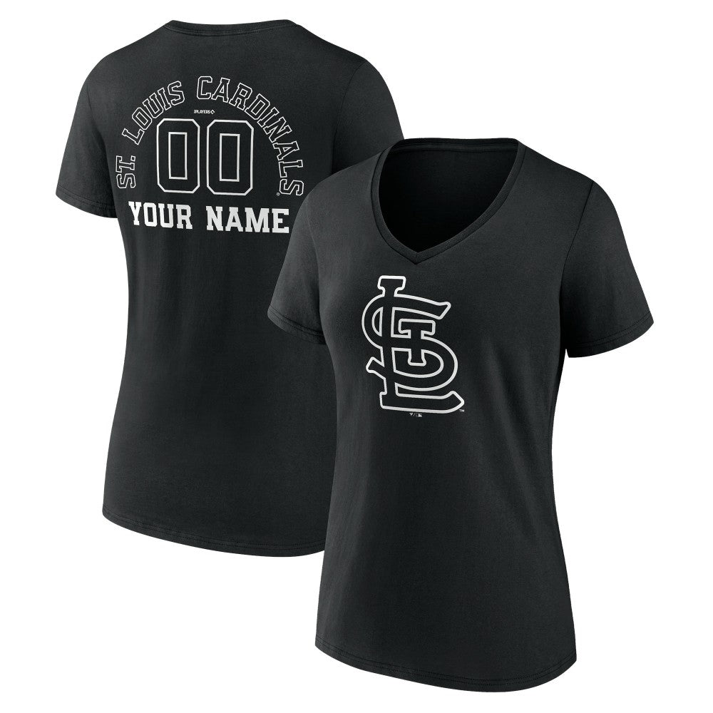 St. Louis Cardinals Women's Monochrome Personalized Name & Number V-Neck T-Shirt Near Me