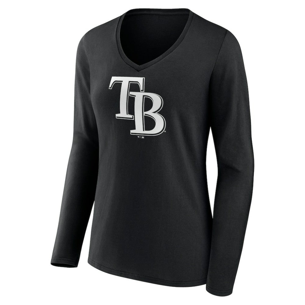Tampa Bay Rays Women's Monochrome Personalized Name & Number Long Sleeve V-Neck T-Shirt Outlet