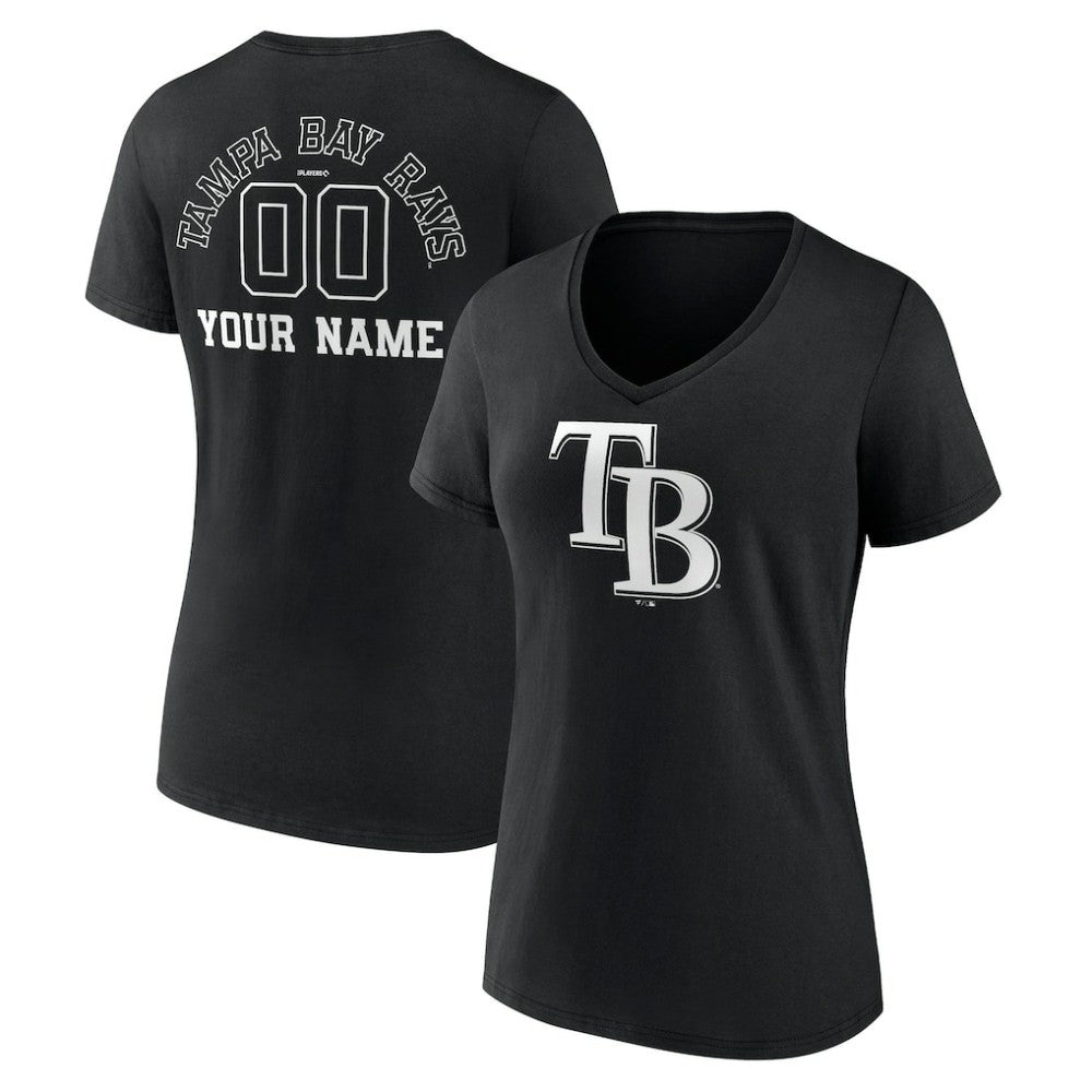 Tampa Bay Rays Women's Monochrome Personalized Name & Number V-Neck T-Shirt Outlet