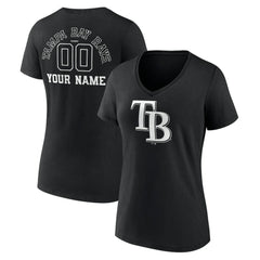 Tampa Bay Rays Women's Monochrome Personalized Name & Number V-Neck T-Shirt Outlet